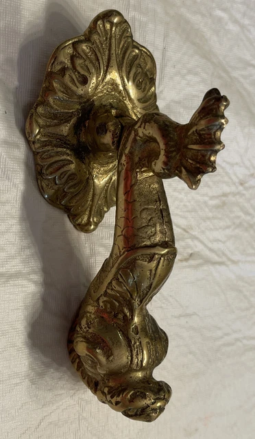 Vintage heavy Brass Door Knocker Gargoyle Dragon Fish Sea Creature LOT 3-309