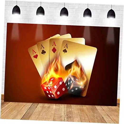 Casino Backdrop Dice Flame Playing Cards 10x7ft Dice Flame Casino Backdrop