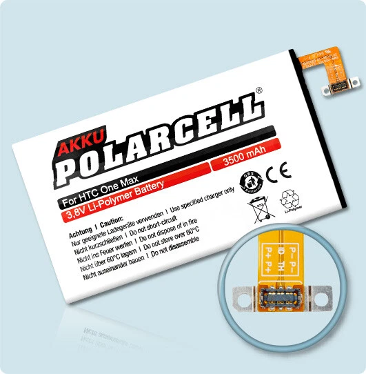 PolarCell Batterie pour HTC One Max 803n LTE B0P3P100 35H00211-00M Accu