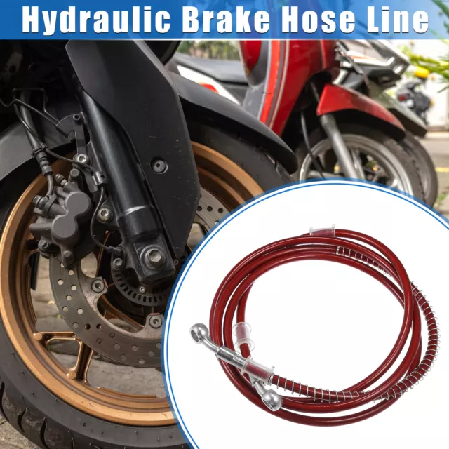 220cm 86.61" 10mm 0.39" Hydraulic Brake Hose Line Pipeline for Motorcycle Red