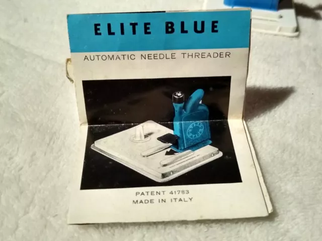Infila Ago Automatic Needle Threader 2 Sized Needles Vintage Blue Pistoia  Italy