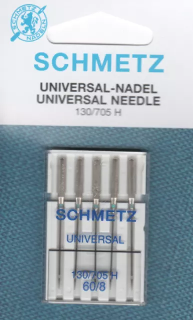 Schmetz Universal-Nadel 130/705H Stärke 60/8 für dünne, feine Stoffe