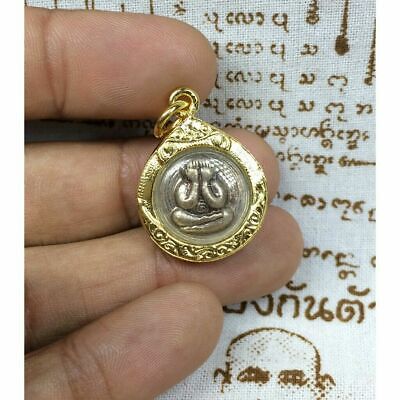 Phra Pidta Million Money LP Toh Talisman Gold Micron Pendant Amulet Thai Buddha