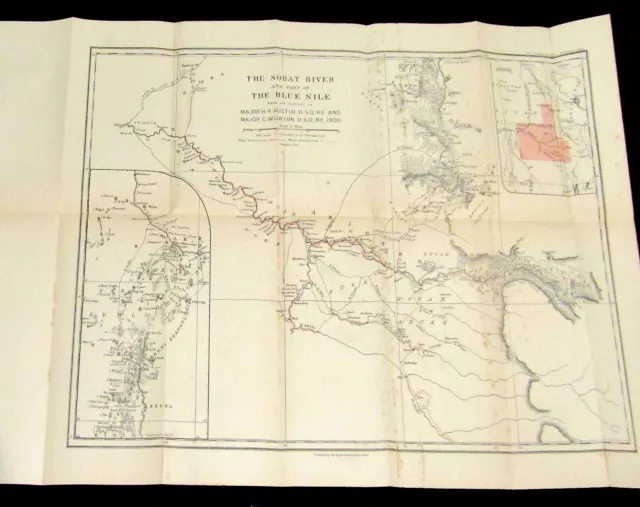 #43129 Vintage map Sobat River-Blue Nile [Africa] Royal Geo.Society England 1901