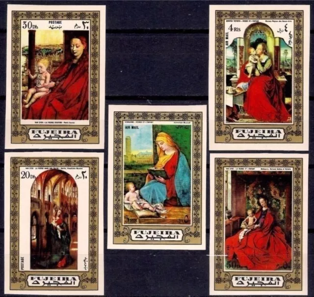 Fujeira 1972 Madonna Child Paintings Art Religion Van Eyck Giorgione Imperf MNH