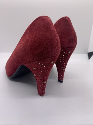 Roland Cartier Kurt Geiger vintage in pelle scamosciata con cinturini rosso Tg UK 4 37 