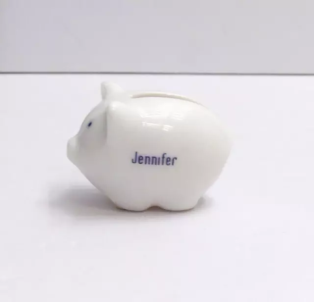 Miniature Piggy Bank Hog White Ceramic Figurine Jennifer