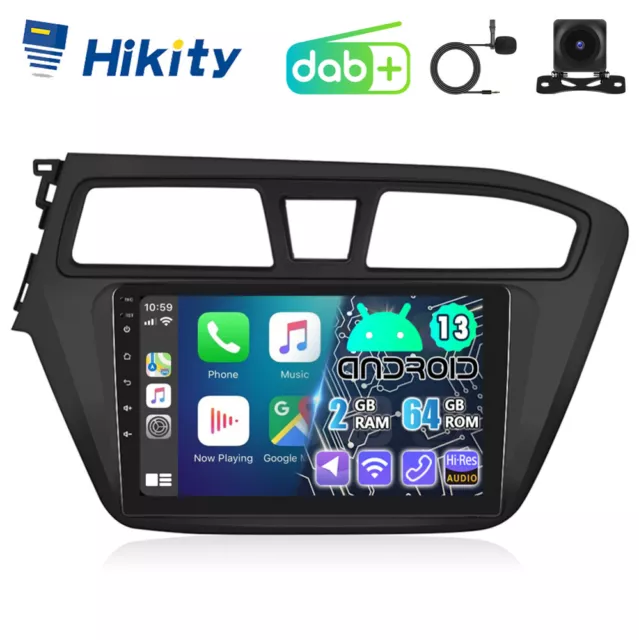 DAB+ 64GB 9" CarPlay Android13 Autoradio Für Hyundai i20 GB 15-17 GPS Navi RDS