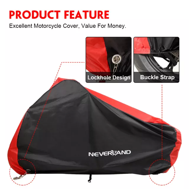 Motorcycle Cover Waterproof Rain Dust UV Protector For Motorbike Scooter Cruiser 2