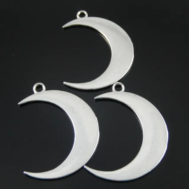 8PCS Silver Plated Alloy 44x31mm Moon Charms Crescent Pendant Jewelry DIY Making