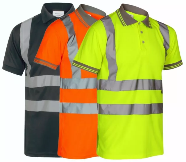 Hi Vis T Shirt High Visibility Reflective Tape Viz Short Sleeve Polo Workwear