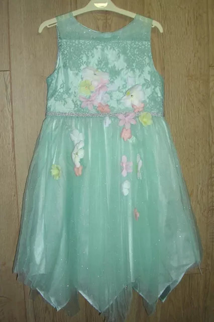 Monsoon Girls Green Floral Tulle Occasion Wedding Party Prom Dress Age 10 140cm