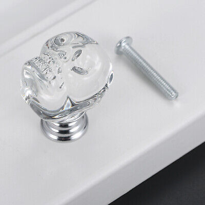 Unique Clear Crystal Knob Skull Shaped Handle Wine Case Gift Jewelry Box Pulls