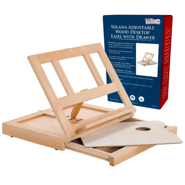 Portable Wood Tabletop Desk Easel Adjustable Drafting Drawing Board Table  Drawe