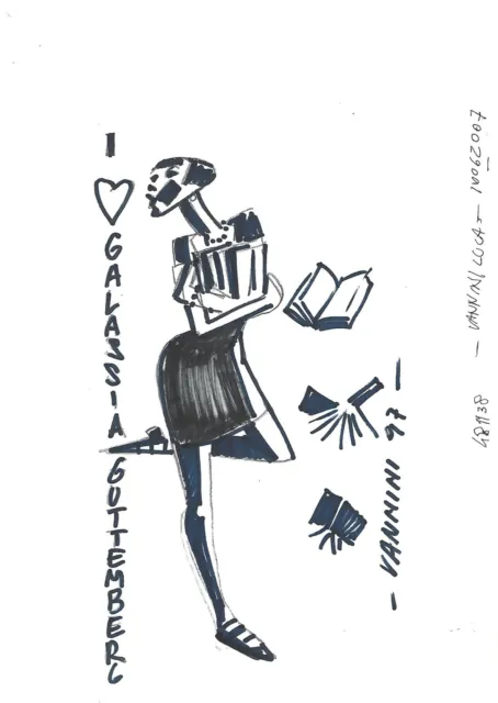 Luca Vannini "Galassia Guttemberg" Illustrazione Pin-Up Originale Firmata Tavola