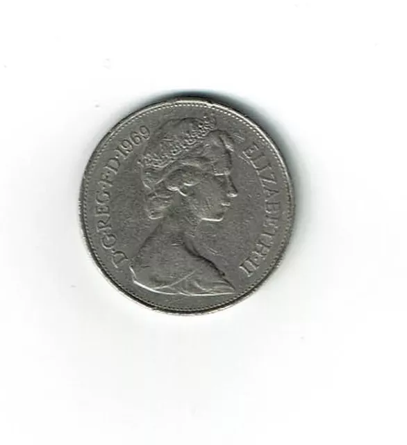 Umlaufmünze 10 New Pence Großbritannien Königin Elisabeth II Jahr 1969