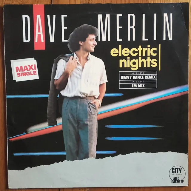 DISQUE VINYLE MAXI 45t 12" DAVE MERLIN « Electric nights » DISCO FRANCE 1986