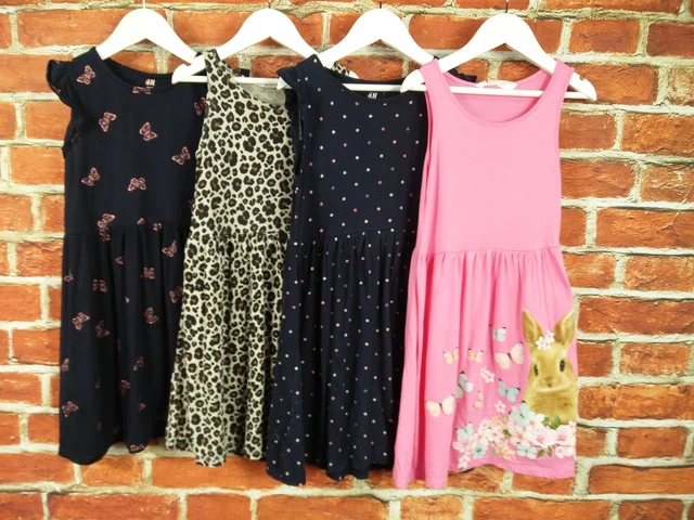 Girls Bundle Age 6-8 Years 100% H&M Summer Dress Set Sparkle Leopard Spot 122Cm
