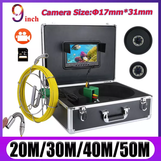 9" LCD Monitor Industrial Pipe Inspection Video 1000 TVL Camera with 8GB SD Card