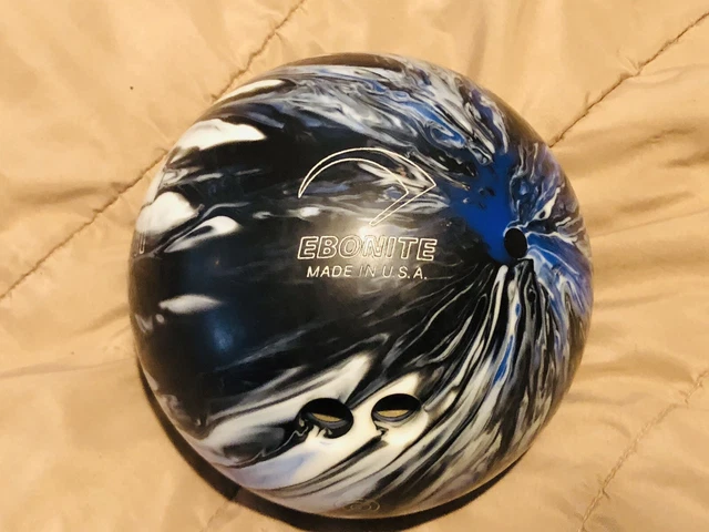 Vintage USBC Ebonite Maxim Blue Marble Swirl Bowling Ball 12lb. Drilled