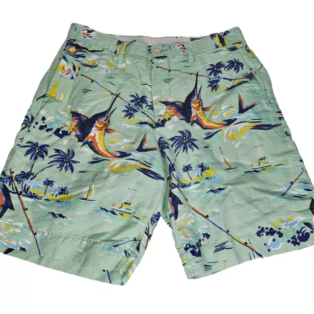 Polo Ralph Lauren Linen Blend Shorts Men 30 Classic Fit Sailfish Boat Palm Beach