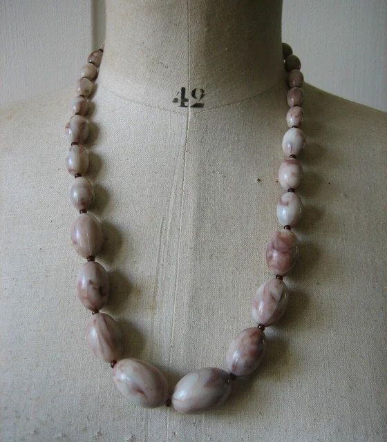 ancien collier vintage en ambre, bakélite, résine, bois