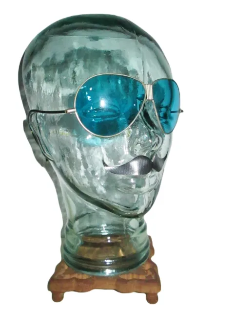 Antique WWII Aqua Blue Aviator Sunglasses Vtg Old Steampunk Dieselpunk  Glasses