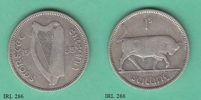 Ireland 1 One Shilling 1933 Silver Coin