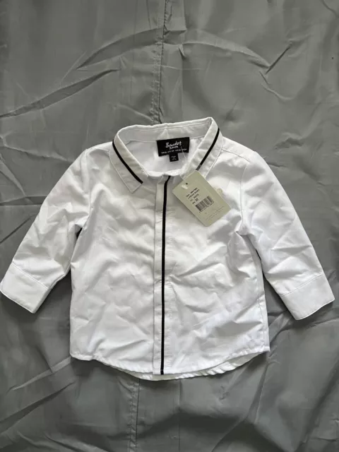 Bardot Junior Baby Boy Formal White Shirt 6-9 Months, Size 00 BNWT