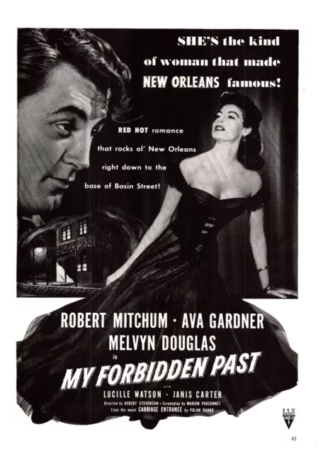 PRINT AD 1951 My Forbidden Past Mini Movie Poster Robert Mitchum Ava Gardner