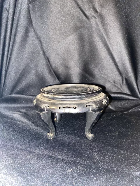 Vintage Japanese Wooden Base Plant Stand Display, 3 1/4" D (Inside)