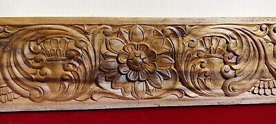Flower Floral Hand Carved Door Top Plaque Wall Jack Wooden Panel Vintage-Old E55 3