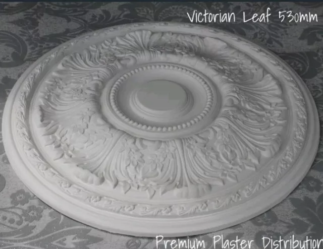 Plaster Ceiling Rose Victorian Floral Leaf 530mm / 20.86" UK Handmade