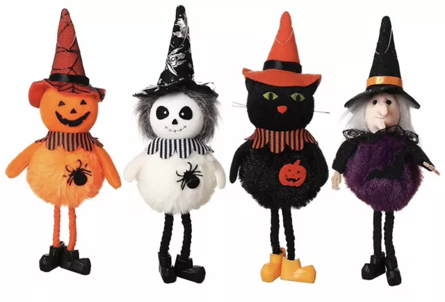 Tebery 4 Pack Cute Halloween Hanging Decorations Ghost Pumpkin Witch Black Cat