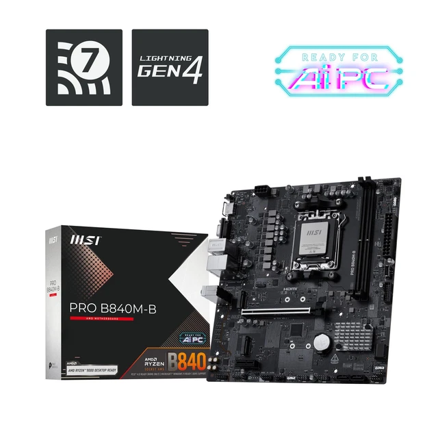 MSI PRO B840M-B AMD Socket AM5 AMD Ryzen 7000 Series AMD Ryzen 8000 ...
