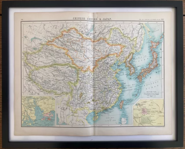 Antique 1902 Chinese Empire & Japan Map/China /Japan/Original/Print/Bartholomew