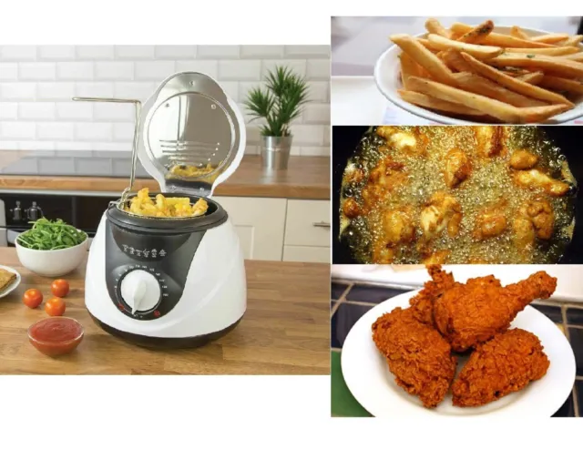 1L Mini & Compact Small Kitchen Deep Fat Fryer & Basket Fish-Chips Frying Quest