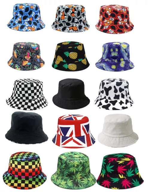 Bucket Hats Festival Bright Colour Fisherman Hat Cap Beanie Rave Dance Sun Uk