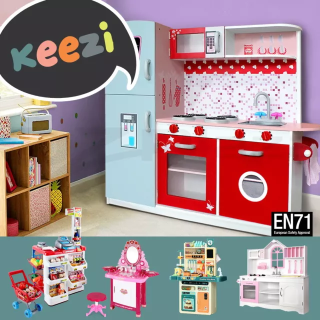 Keezi Kids Kitchen Tools Set Pretend Play Food Makeup Table Drums Kit Children