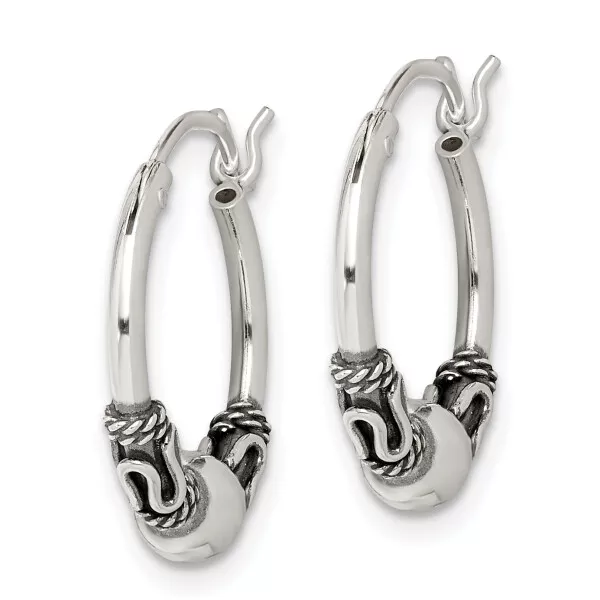 925 Sterling Silver Vintage Round Bali Bohemian Hoop Earrings