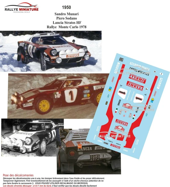 DECALS 1/32 REF 1953 LANCIA STRATOS PINTO RALLYE MONTE CARLO