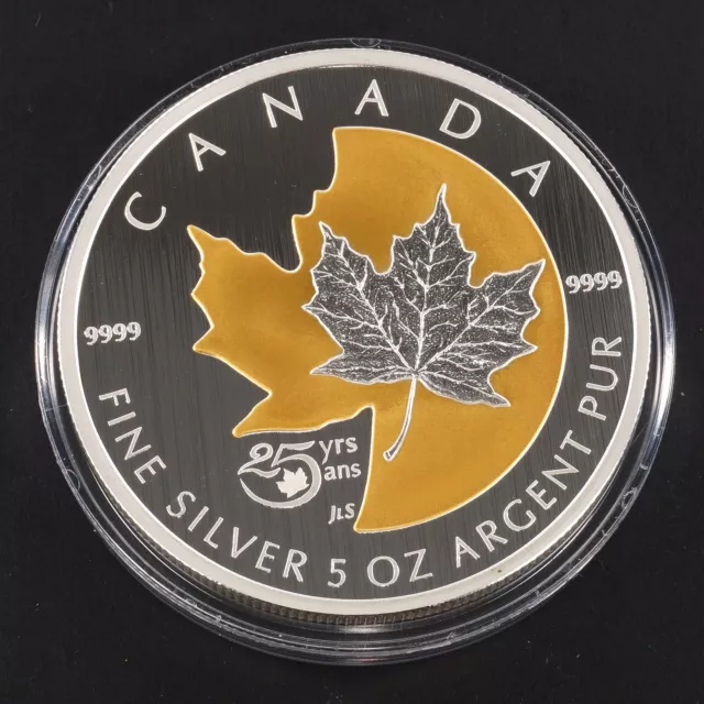 2013 kanadische $ 50 Dollar 25. Jahrestag der Silbermünze Ahornblatt 5oz 9999
