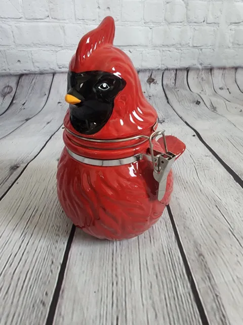 Vintage Red Bird Cardinal Porcelain Ceramic Canister