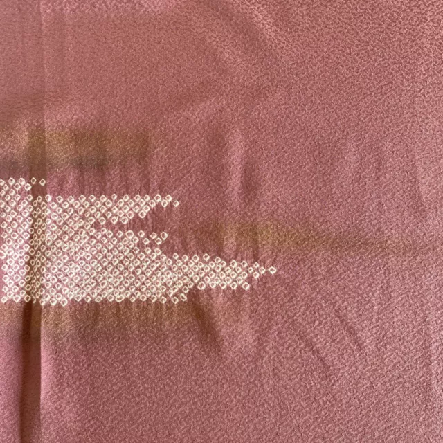 Vintage Japanese Kimono Silk Fabric, Peach Shibori Long Panel 163cm