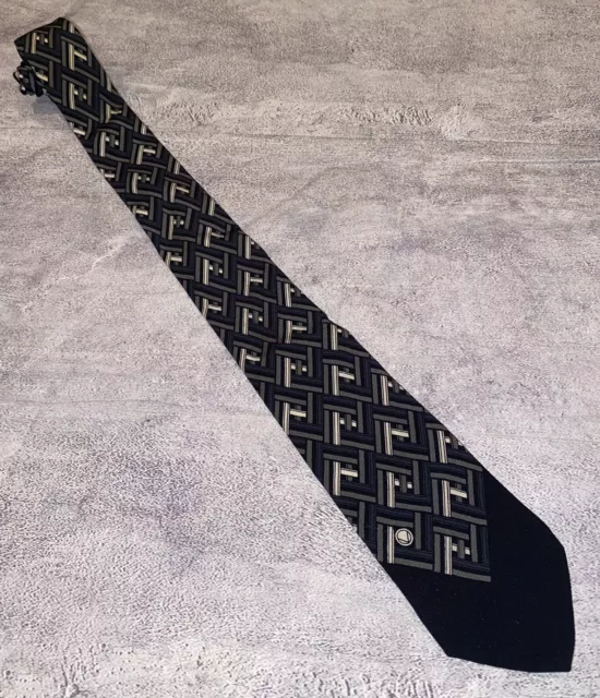 Vintage VTG Valentino 100% All Silk Geometric Pattern Tie Necktie Made In Italy