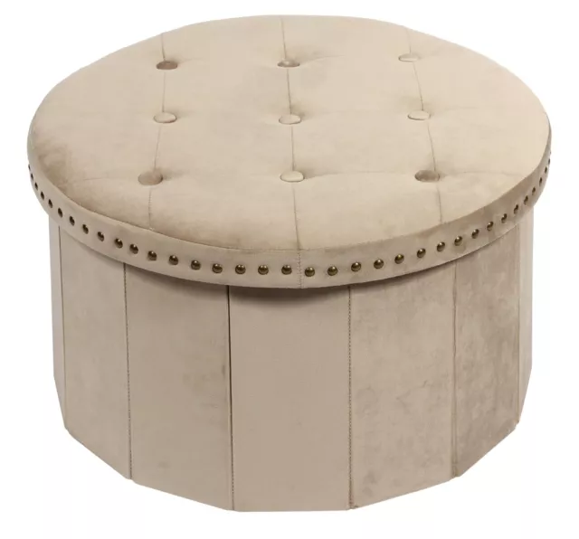 Folding Ottoman Storage Box Pouffe Seat Stool Home Chair Footstool Velvet 60cm