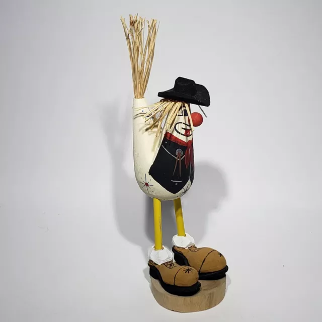 Navajo Folk Art Chicken Rooster Western Clown Cowboy Wood Figure Hand Painted