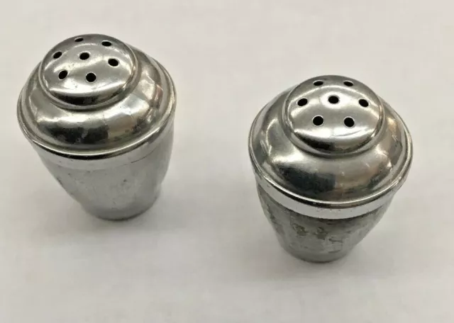 Vintage Silver Color Salt/Pepper Shakers - 1 1/4" Tall