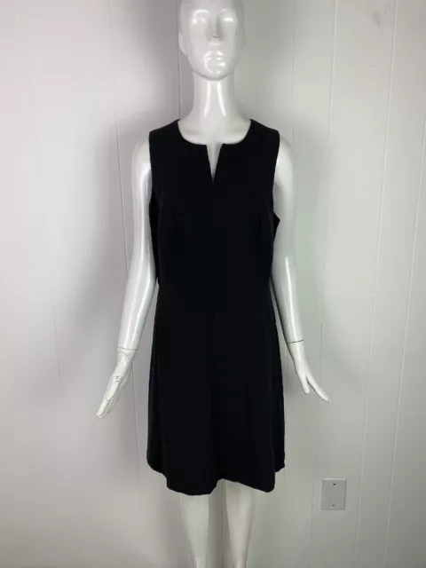 NWOT Kensie Black Split Neck Sleeveless Crepe A-Line Dress Women’s Size L