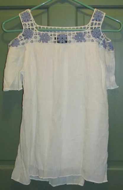 Ally B Girls White Lined Cold Shoulder Short Sleeve Pullover Blouse Size XL (16)
